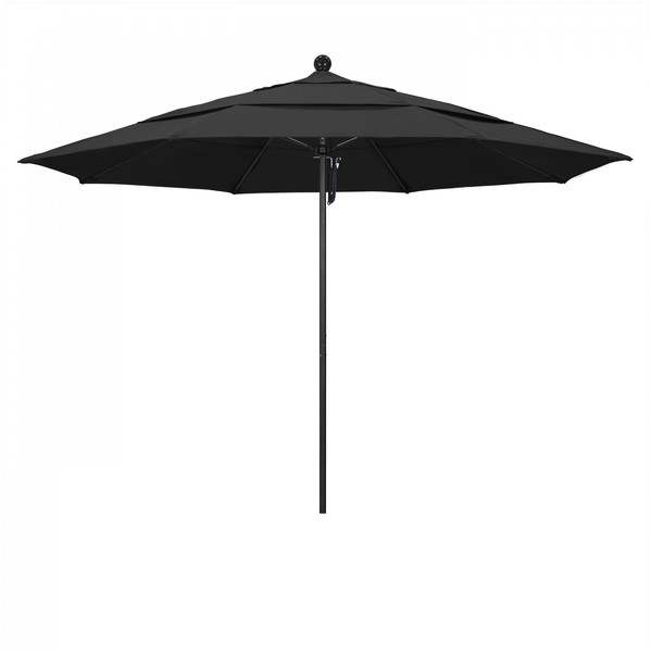 California Umbrella 11' Black Aluminum Market Patio Umbrella, Pacifica Black 194061333808